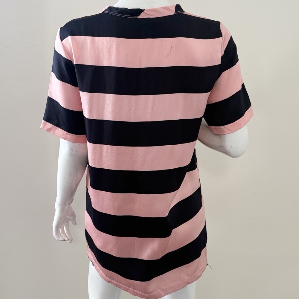 Rare Alexander Wang Sample Piece Black & Pink Striped Top w Black Lace Leaves - Picture 4 of 8
